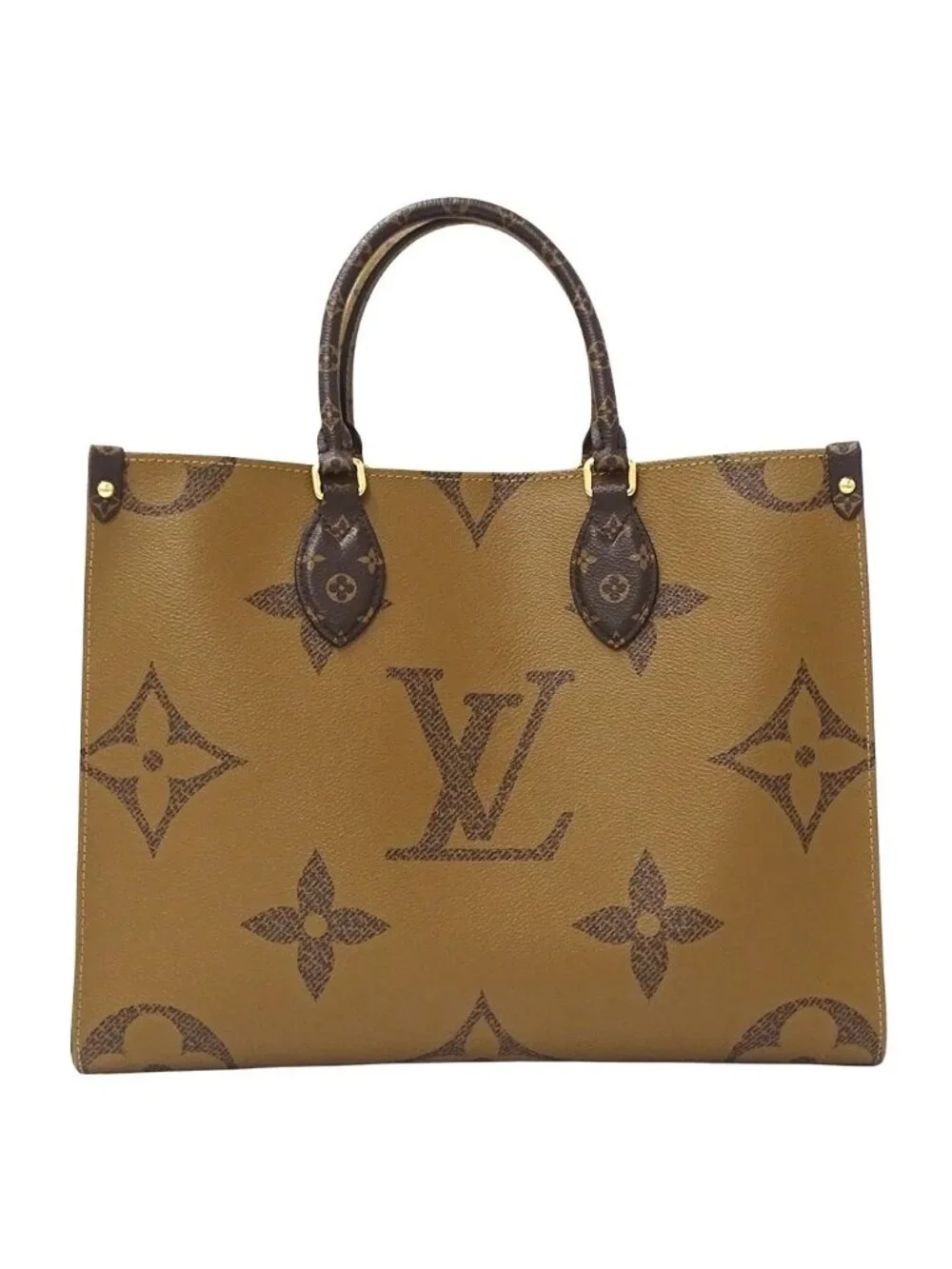 Louis Vuitton Monogram Giant Reverse Tote Shoulder Bag 2-Way On The Go MM Brown